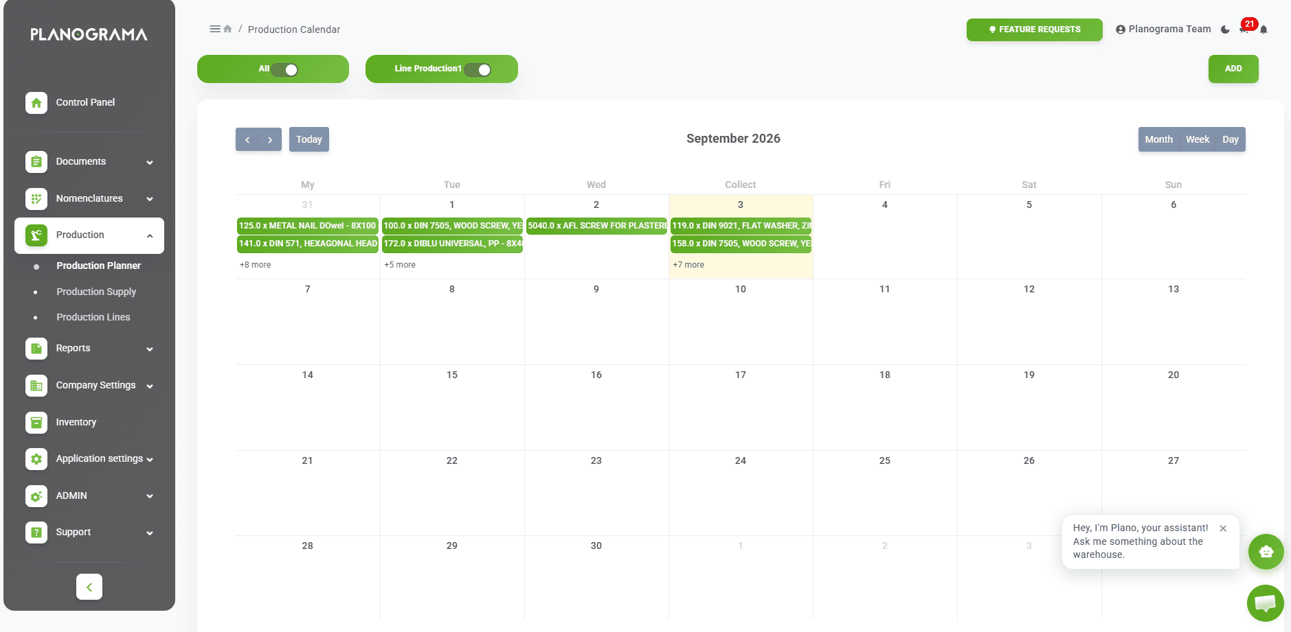 Planograma app dashboard